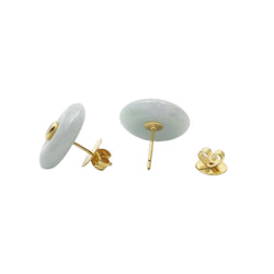 JE0206L - Jade with White Sapphire Earrings set in 18K Gold Setting