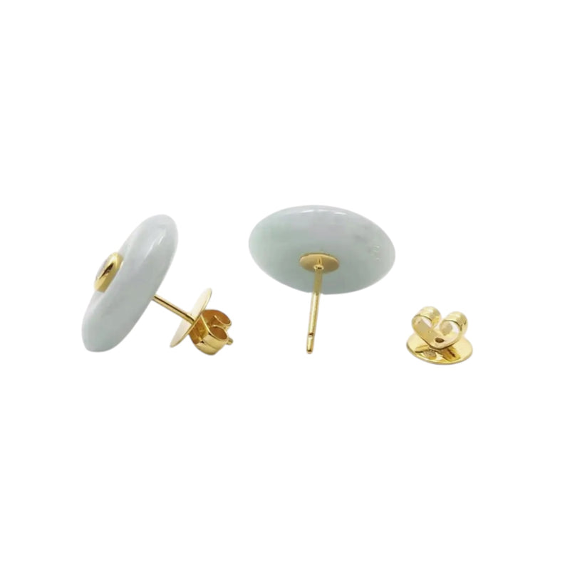 JE0206L - Jade with White Sapphire Earrings set in 18K Gold Setting