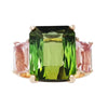 JR0373O - Green Tourmaline and Morganite Ring set in 18K Rose Gold Setting