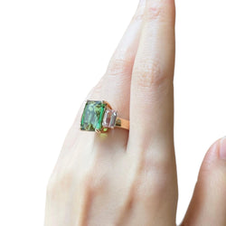 JR0373O - Green Tourmaline and Morganite Ring set in 18K Rose Gold Setting