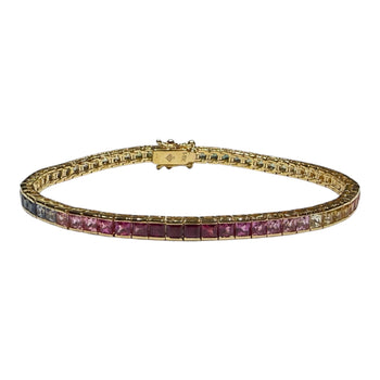 JB0092K - Multi Color Sapphire Bracelet Set in 14K Gold Setting