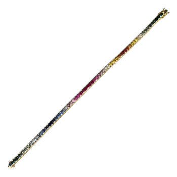 JB0091K - Multi Color Sapphire Bracelet Set in 18K Gold Setting