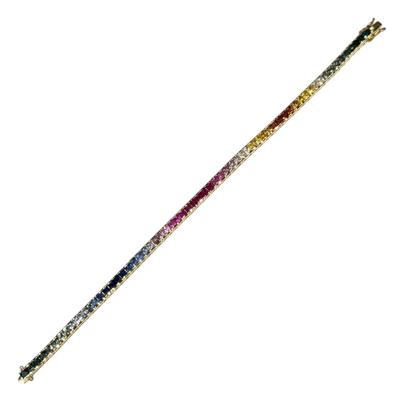 JB0092K - Multi Color Sapphire Bracelet Set in 14K Gold Setting