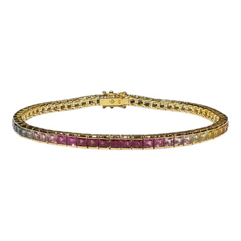 JB0091K - Multi Color Sapphire Bracelet Set in 18K Gold Setting