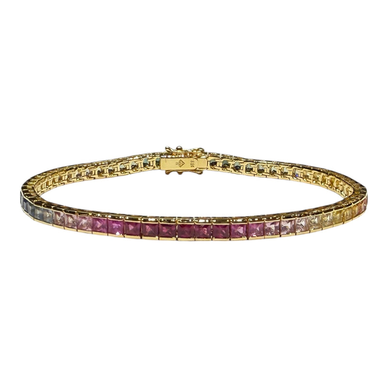 JB0091K - Multi Color Sapphire Bracelet Set in 18K Gold Setting