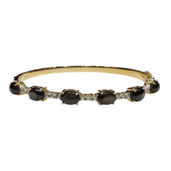 JBEBK - Black Star and White Sapphire Bangle Bracelet Set in 14K Gold Setting