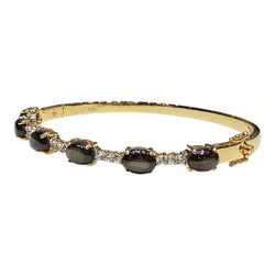 JBEBK - Black Star and White Sapphire Bangle Bracelet Set in 14K Gold Setting