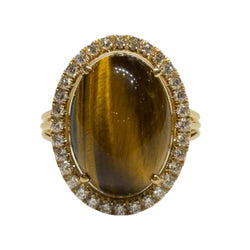 JREM2K - Tiger’s Eye with Diamond Ring Set in 18K Gold Setting
