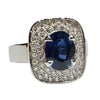 JR0110WK - Blue Sapphire with Diamond Ring Set in 18K White Gold Setting