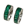 JE11953ZK - Emerald Hoop Earrings Set in 18K White Gold Setting