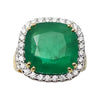 JR0222L - Zambian Emerald with Diamond Ring set in 18K Gold Setting