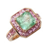 JR0244L - Emerald with Pink Sapphire Ring set in 18K Rose Gold Setting