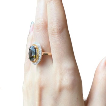 JR0088K - GIA Certified Unheated Bi-color Sapphire with Yellow Sapphire and Diamond Ring Set in 18K Rose Gold Setting
