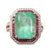 JR0036K - Colombian Emerald with Ruby and Diamond Ring set in 18k Gold Setting