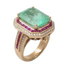 JR0036K - Colombian Emerald with Ruby and Diamond Ring set in 18k Gold Setting