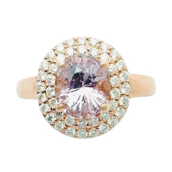 JR0701L - Unheated Padparadscha with Diamond Ring set in 18K Rose Gold Setting