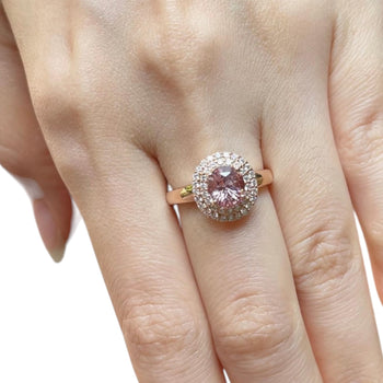 JR0701L - Unheated Padparadscha with Diamond Ring set in 18K Rose Gold Setting
