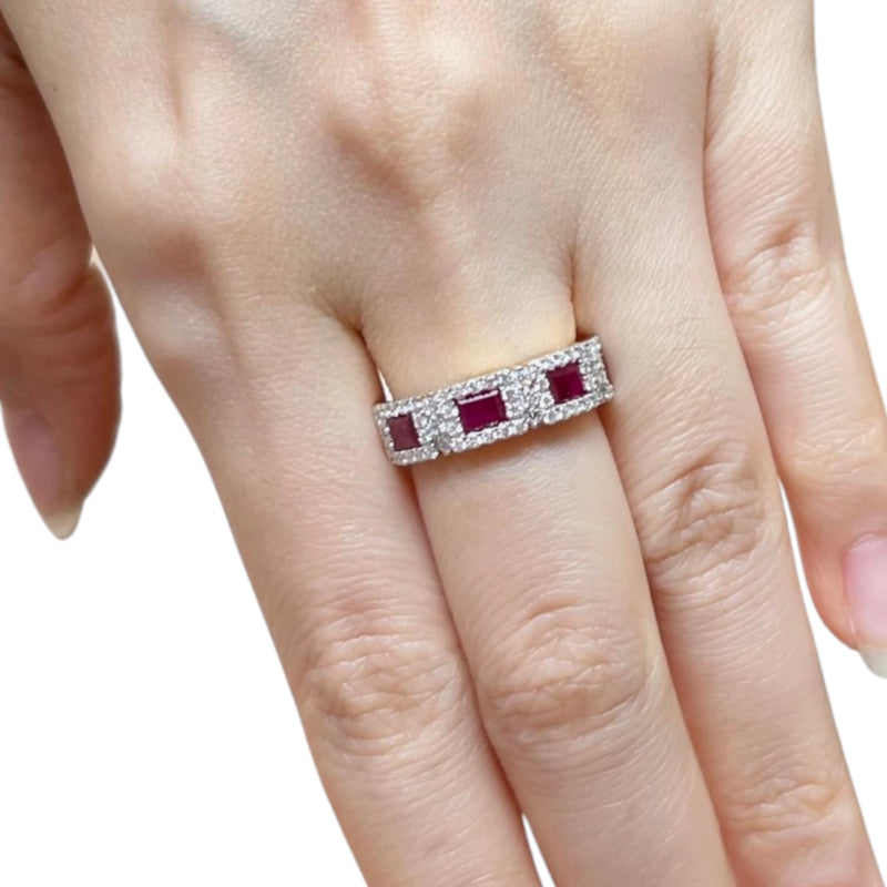 JR0072K - Ruby with Diamond Ring Set in 18K Gold Setting