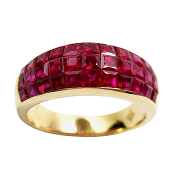 JR0604L - Invisible Set Ruby Ring set in 18K Gold Setting