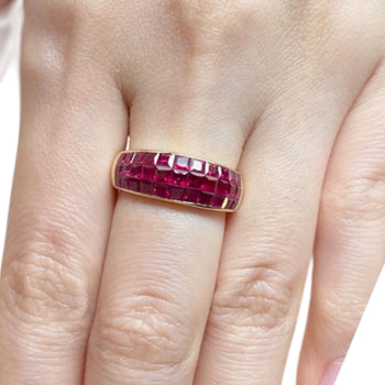 JR0604L - Invisible Set Ruby Ring set in 18K Gold Setting