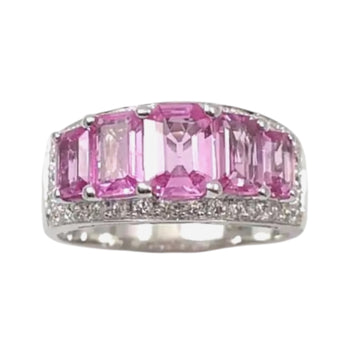 JR0245K - Pink Sapphire with Diamond Ring set in 18K White Gold Setting