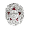 JR0853M - Diamond with Ruby Ring set in 18K White Gold Setting