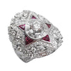 JR0853M - Diamond with Ruby Ring set in 18K White Gold Setting