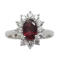JR0475M - Unheated Ruby with Diamond Ring set in Platinum 950 Setting