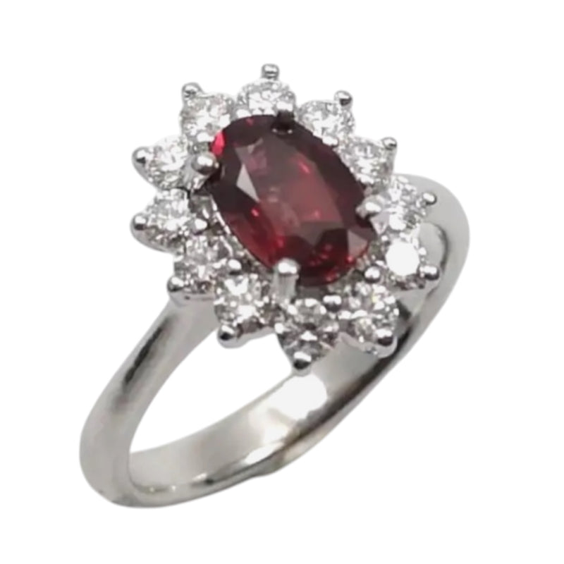 JR0475M - Unheated Ruby with Diamond Ring set in Platinum 950 Setting