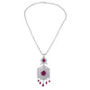 JN0051PJP0144L - Ruby and Diamond Pendant Necklace Set in 18K White Gold Setting