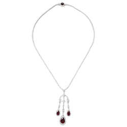 JN0087L - Unheated Ruby with Diamond Necklace set in Platinum 950 Setting