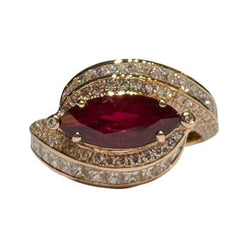 JR0320K - Ruby And Diamond Ring Set in 18K Rose Gold Setting