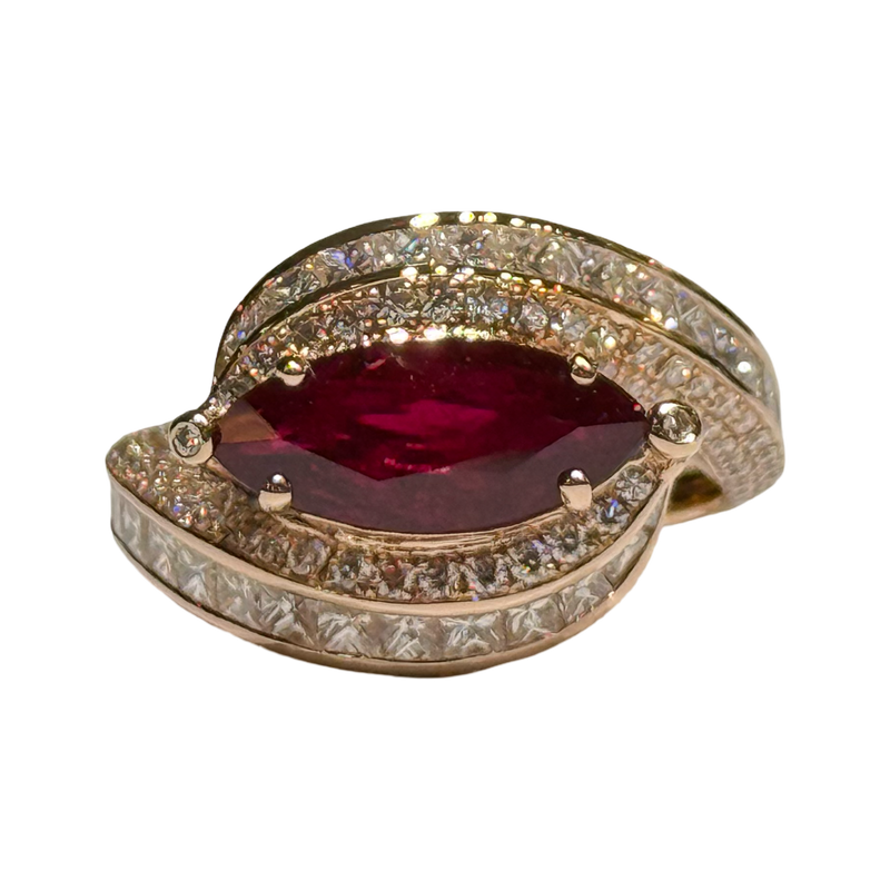 JR0320K - Ruby And Diamond Ring Set in 18K Rose Gold Setting