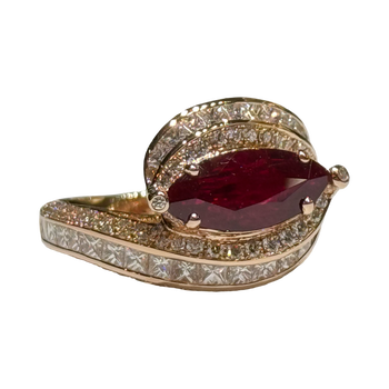 JR0320K - Ruby And Diamond Ring Set in 18K Rose Gold Setting