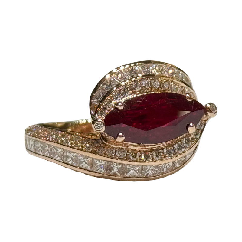 JR0320K - Ruby And Diamond Ring Set in 18K Rose Gold Setting