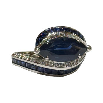 JR0324K - Blue Sapphire And Diamond Ring Set in Platinum Setting