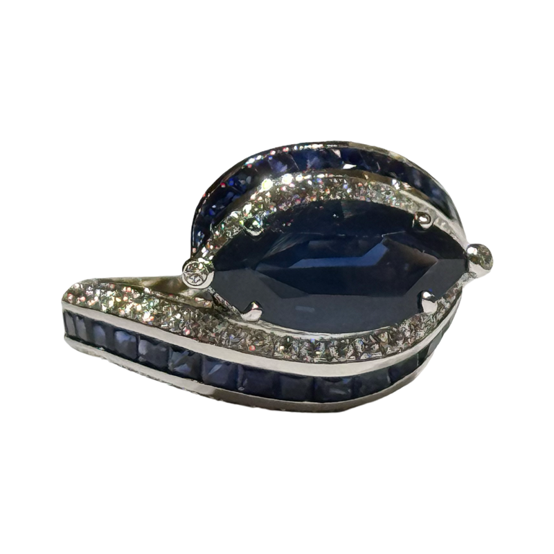 JR0324K - Blue Sapphire And Diamond Ring Set in Platinum Setting