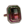 JR0321K - Watermelon Tourmaline, Pink Sapphire, Tsavorite and Diamond Ring Set in 18K Rose Gold Setting