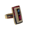 JR0322K - Blue Sapphire, Ruby, and Diamond Ring Set in 18K Gold Setting