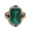 JR0323K - Art Deco Emerald with Diamond and Blue Sapphire Ring Set in 18K Gold Setting
