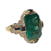 JR0323K - Art Deco Emerald with Diamond and Blue Sapphire Ring Set in 18K Gold Setting