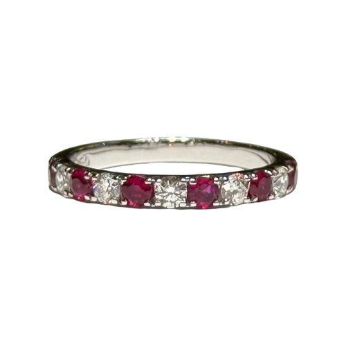 JR0326K - Ruby with Diamond Ring Set in 18K White Gold Setting