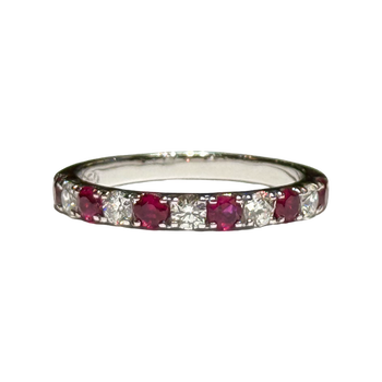 JR0326K - Ruby with Diamond Ring Set in 18K White Gold Setting