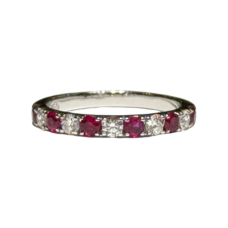JR0326K - Ruby with Diamond Ring Set in 18K White Gold Setting