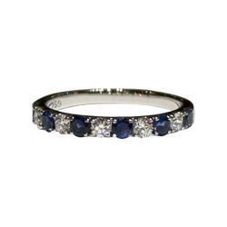 JR0328K - Blue Sapphire with Diamond Ring Set in 18K White Gold Setting
