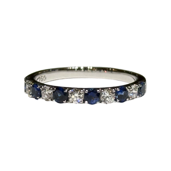 JR0328K - Blue Sapphire with Diamond Ring Set in 18K White Gold Setting