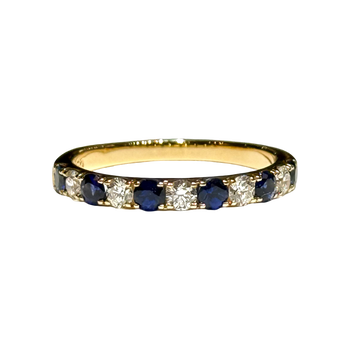 JR0332K - Blue Sapphire with Diamond Ring Set in 18K Gold Setting