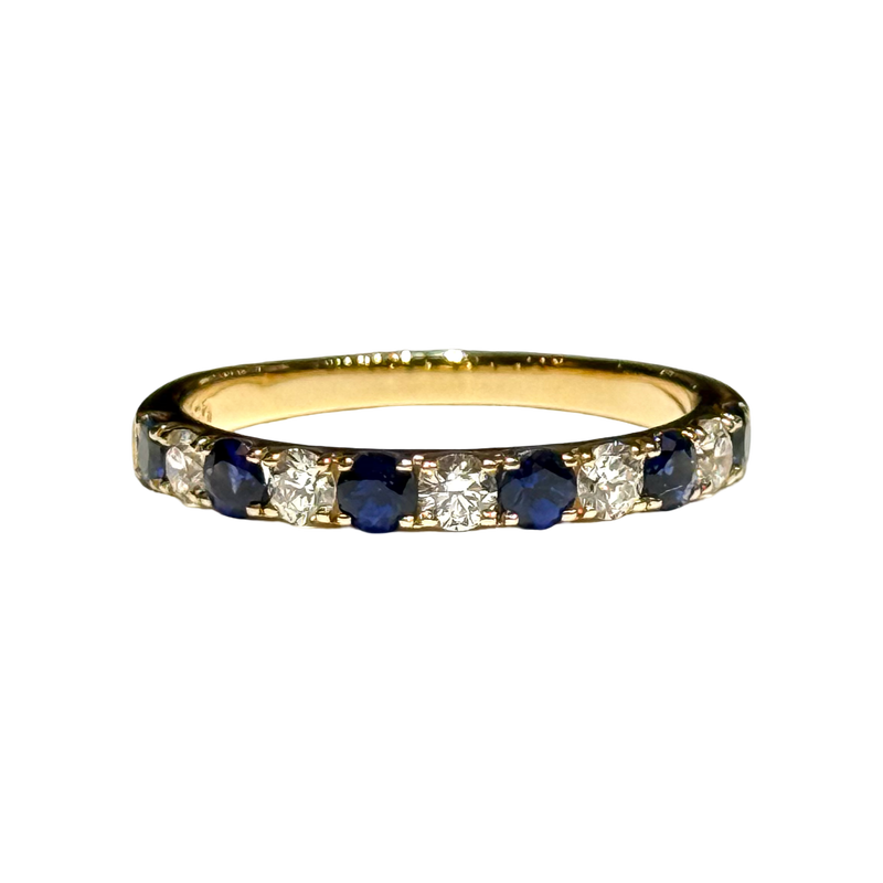 JR0332K - Blue Sapphire with Diamond Ring Set in 18K Gold Setting