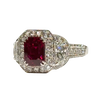 JR0343K - GIA Certified Burmese Pigeon’s Blood Ruby with Diamond Ring Set in Platinum Setting