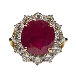 JR0344K - GIA Certified Burmese Ruby with Diamond Ring Set in 18K Gold Setting